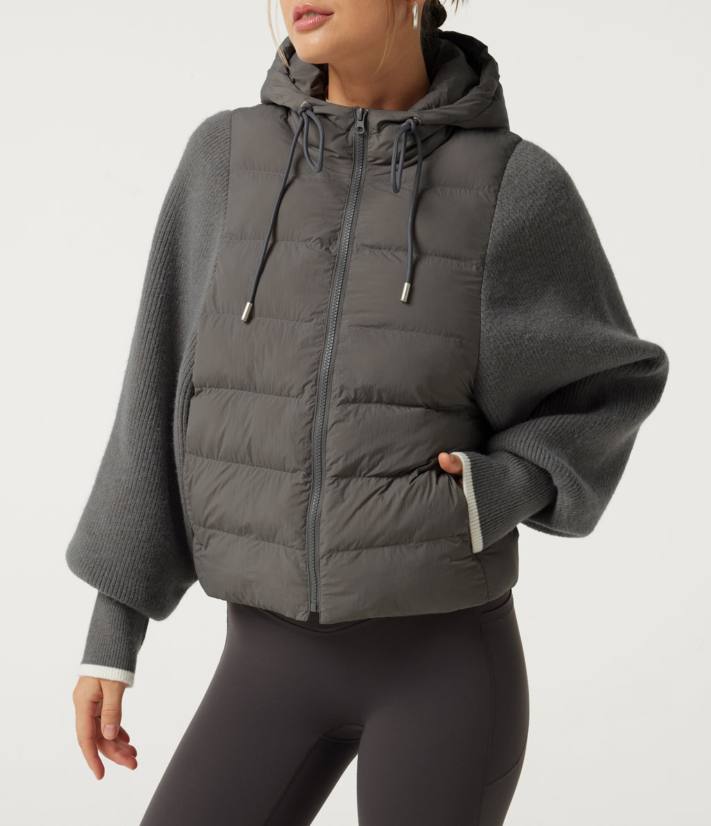 Hooded Batwing Long Sleeve Casual Padded Jacket with Pockets — Foghorn — view 5
