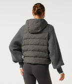 Hooded Batwing Long Sleeve Casual Padded Jacket with Pockets — Foghorn — view 2
