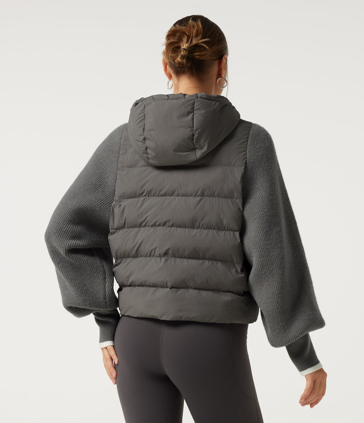 Hooded Batwing Long Sleeve Casual Padded Jacket with Pockets — Foghorn — view 2