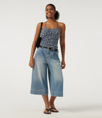 U Neck Leopard Print Sleeveless Built-in Bra Denim Casual Tank Top — Glacier Veil Leopard — view 8