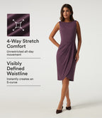 Boat Neck Sleeveless Work Midi Dress with Pockets — Plum Wine — view 1