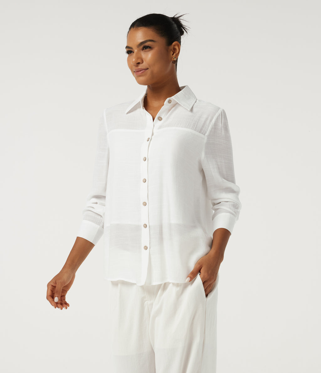 Long Sleeve Work Shirt — White — view 3