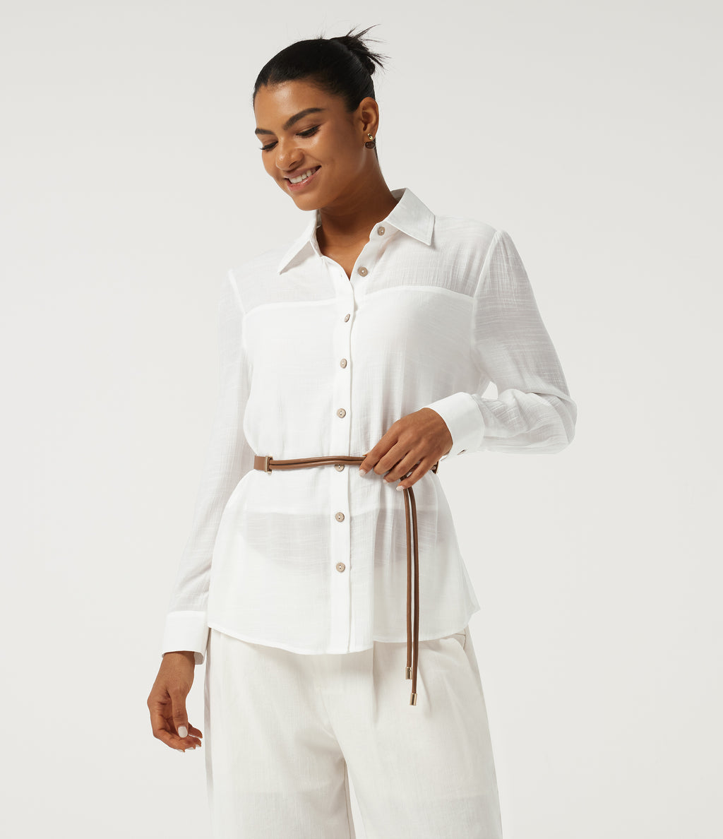 Long Sleeve Work Shirt — White — view 5
