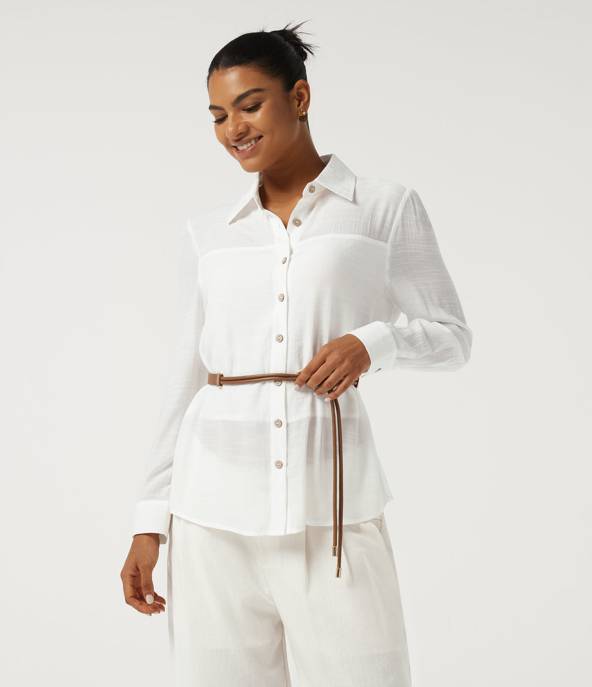 Long Sleeve Work Shirt — White — view 5
