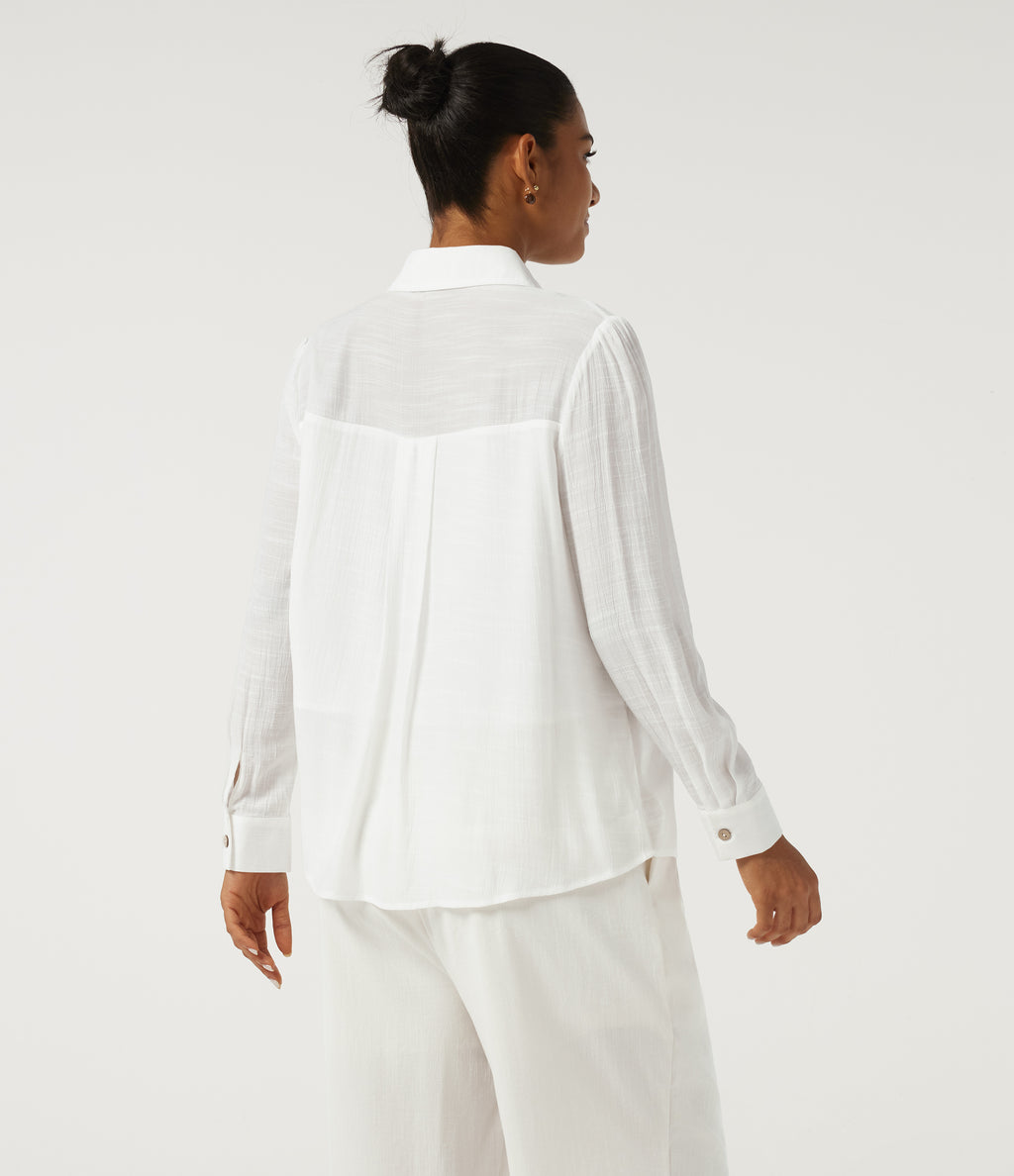 Long Sleeve Work Shirt — White — view 2