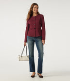 Round Neck Long Sleeve Work Blazer — Tibetan Red — view 8
