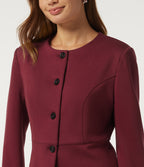 Round Neck Long Sleeve Work Blazer — Tibetan Red — view 5