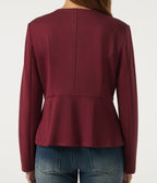 Round Neck Long Sleeve Work Blazer — Tibetan Red — view 6