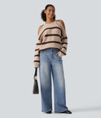 Mid Rise Washed Wide Leg Casual Jeans with Pockets — Malibu Blue Denim — view 4