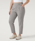 Plus Size High Waisted Tapered Crepe Golf Trousers with Pockets — Paloma — view 3
