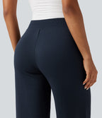 OneForm Seamless Flow Mid Rise Wide Leg Casual Trousers — Rain on Me - Midnight Blue — view 5