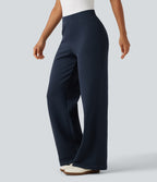 OneForm Seamless Flow Mid Rise Wide Leg Casual Trousers — Rain on Me - Midnight Blue — view 3