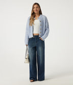 Round Neck Long Sleeve Casual Cardigan — Niagara Mist — view 6