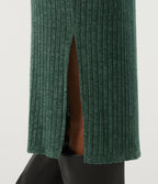 Ribbed Knit V Neck Long Sleeve Work Bodycon Midi Dress — Mottled Greenlake — view 5