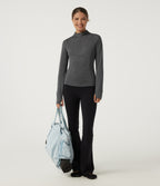 Mock Neck Long Sleeve Yoga Sports Top — Dusky Charcoal — view 6