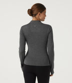 Mock Neck Long Sleeve Yoga Sports Top — Dusky Charcoal — view 2