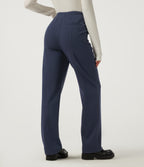 High Waisted Straight Leg Work Trousers with Pockets — Dress Blues — view 2