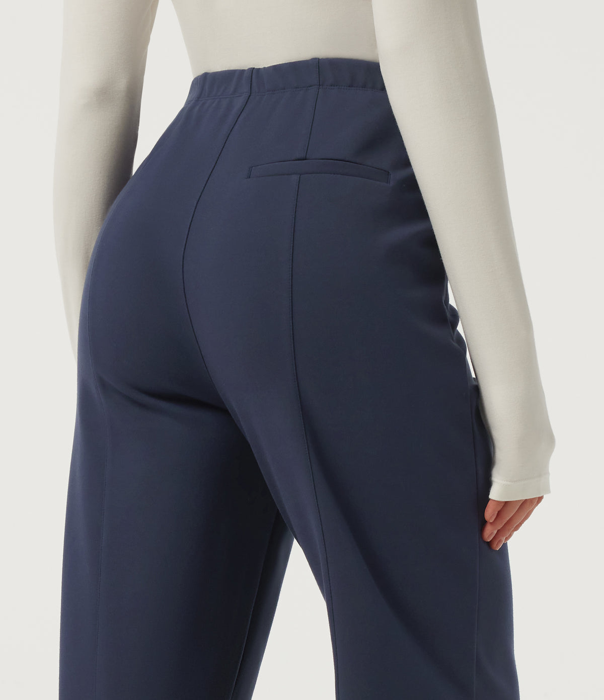 High Waisted Straight Leg Work Trousers with Pockets — Dress Blues — view 5
