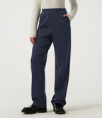 High Waisted Straight Leg Work Trousers with Pockets — Dress Blues — view 1