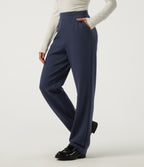 High Waisted Straight Leg Work Trousers with Pockets — Dress Blues — view 3