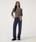 High Waisted Straight Leg Work Trousers with Pockets — Dress Blues — view 7