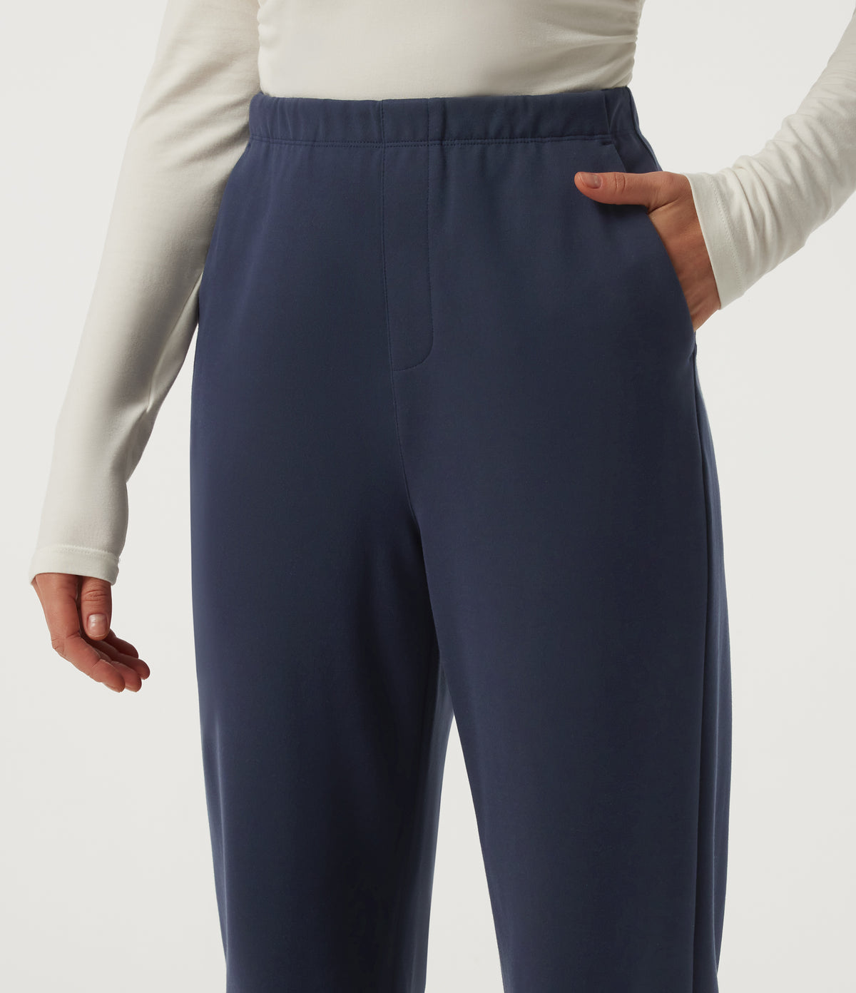 High Waisted Straight Leg Work Trousers with Pockets — Dress Blues — view 4