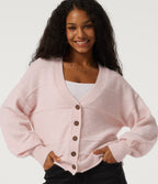 V Neck Long Sleeve Casual Cardigan — Mauve Chalk — view 4