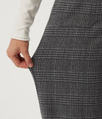 High Waisted Straight Leg Plaid Work Trousers with Pockets — Dark Gray Plaid — view 6