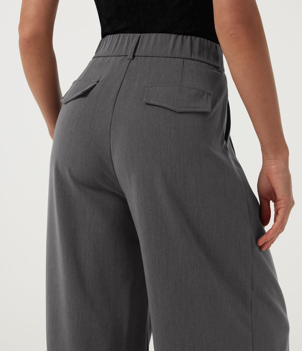 High Waisted Baggy Work Trousers with Pockets — Dark Pewter — view 5