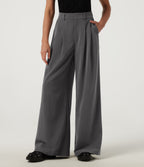 High Waisted Baggy Work Trousers with Pockets — Dark Pewter — view 1