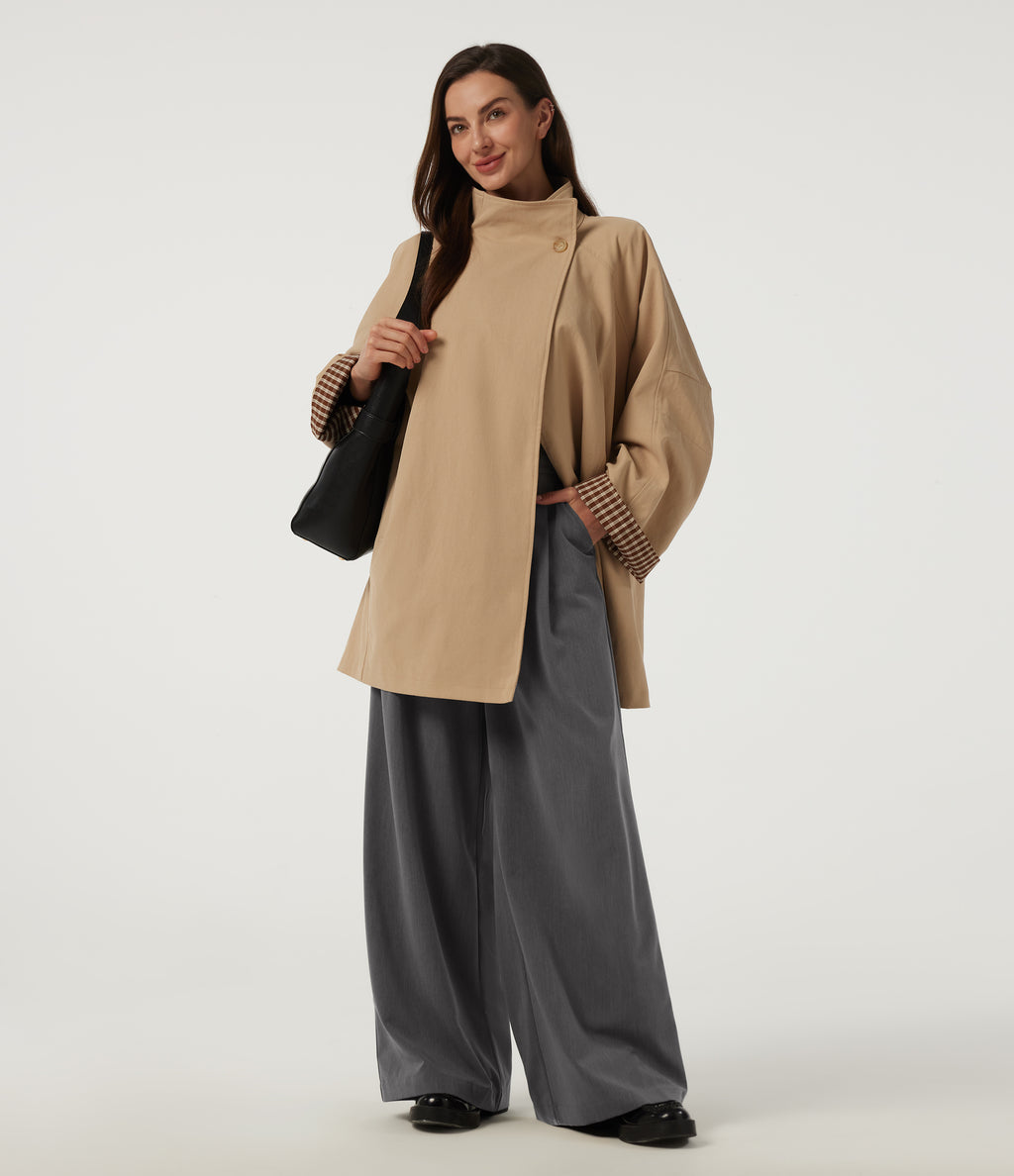 High Waisted Baggy Work Trousers with Pockets — Dark Pewter — view 6