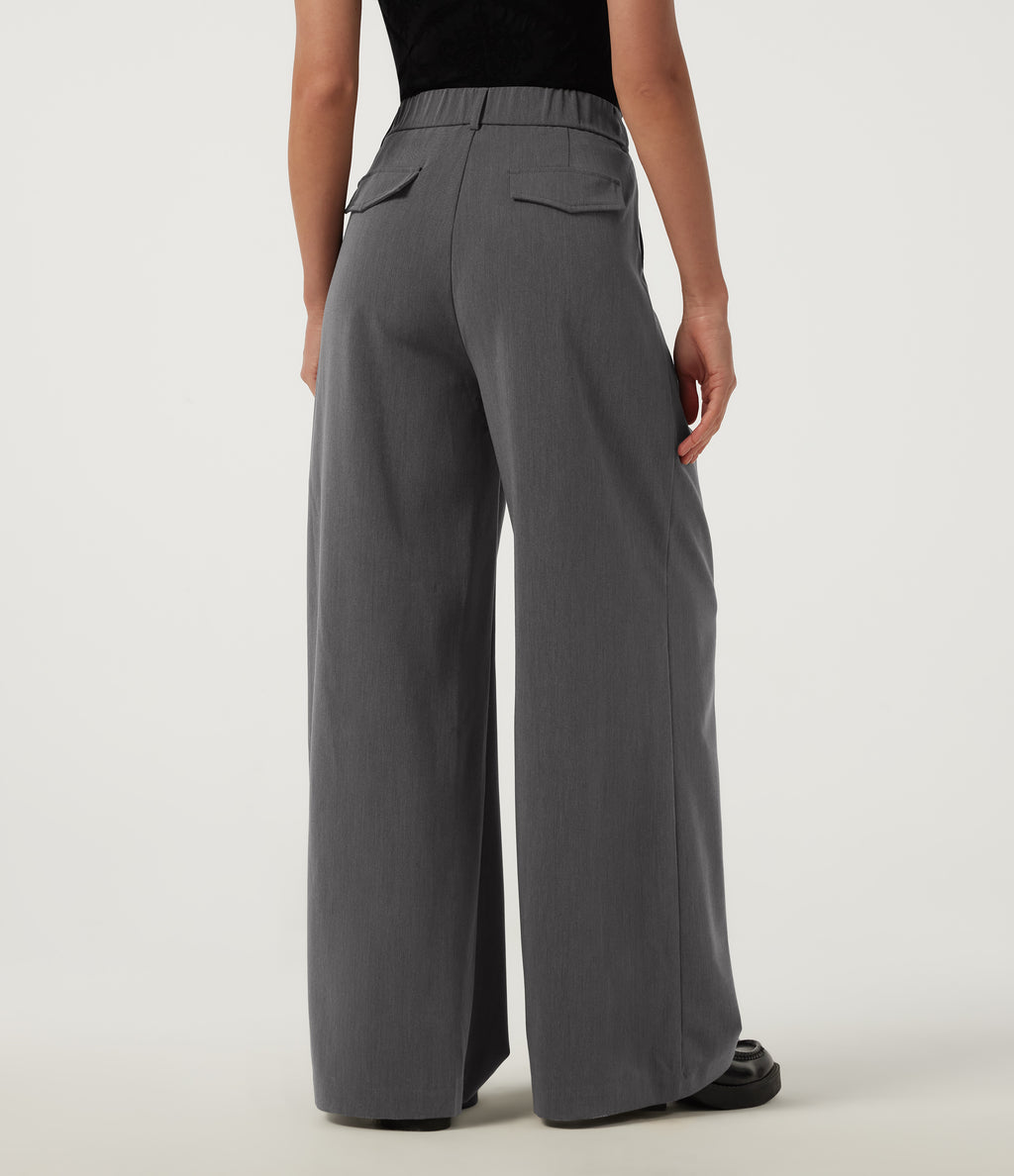 High Waisted Baggy Work Trousers with Pockets — Dark Pewter — view 2