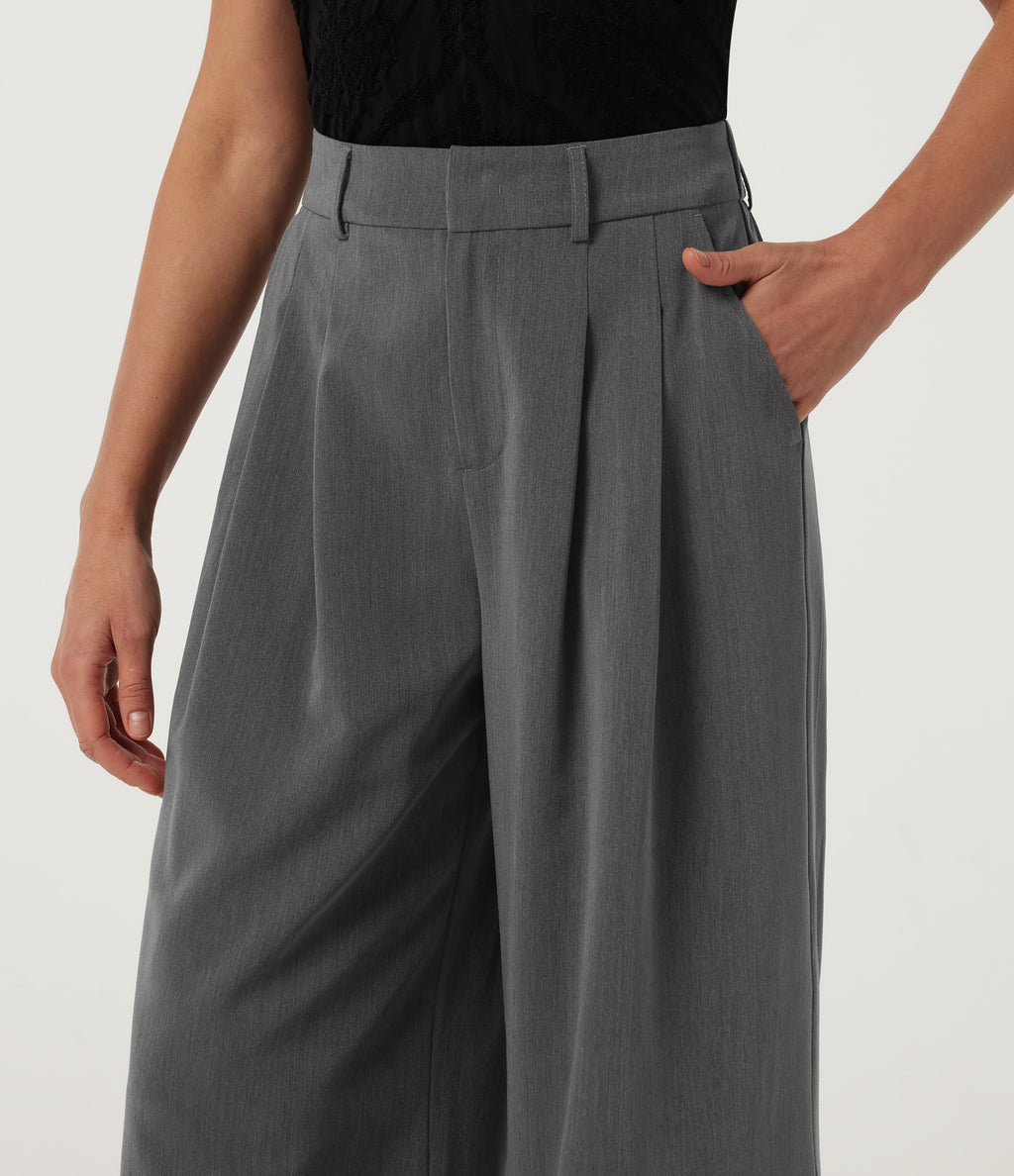 High Waisted Baggy Work Trousers with Pockets — Dark Pewter — view 4
