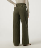 High Waisted Baggy Corduroy Work Trousers with Pockets — Lamb's Ear Green — view 3
