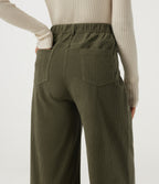 High Waisted Baggy Corduroy Work Trousers with Pockets — Lamb's Ear Green — view 5
