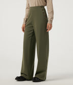 High Waisted Straight Leg Work Trousers with Pockets — Ivy Green — view 1
