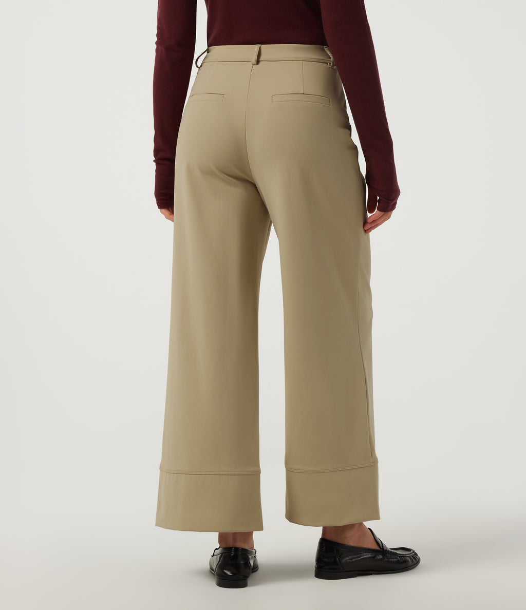 Mid Rise Wide Leg Work Trousers with Pockets — Fields of Rye — view 2