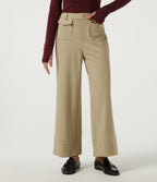 Mid Rise Wide Leg Work Trousers with Pockets — Fields of Rye — view 1
