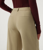 Mid Rise Wide Leg Work Trousers with Pockets — Fields of Rye — view 4