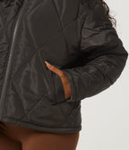 Stand Collar Long Sleeve Plaid Casual Padded Jacket with Pockets — Coffee Bean — view 6