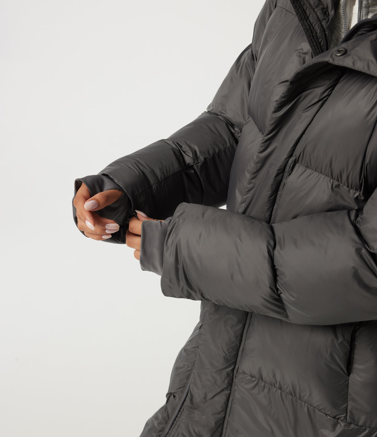 Hooded Long Sleeve Work Padded Jacket with Pockets — Catacombs — view 7