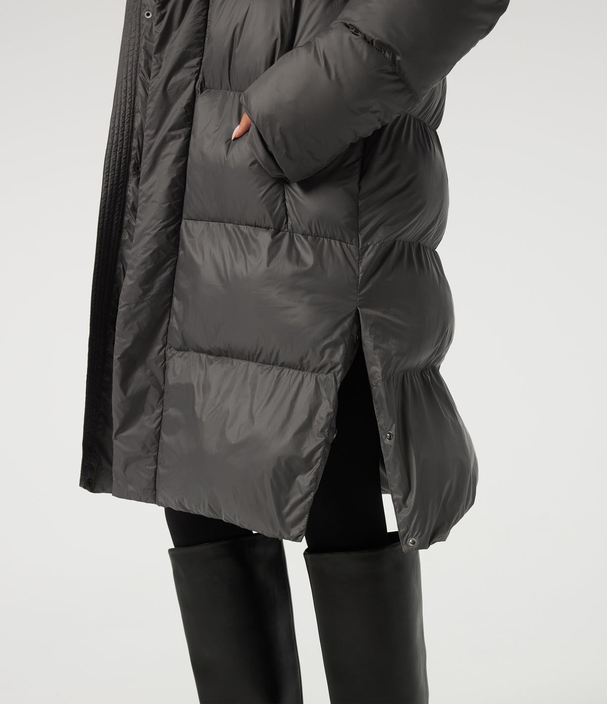 Hooded Long Sleeve Work Padded Jacket with Pockets — Catacombs — view 8