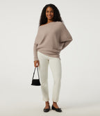 One Shoulder Batwing Long Sleeve Casual Jumper — Doeskin — view 7