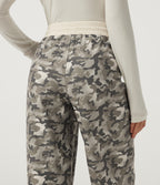 Mid Rise Camo Drawstring Corduroy Casual Joggers with Pockets — Foggy Night Camo — view 4