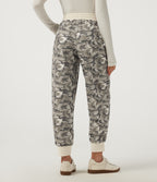 Mid Rise Camo Drawstring Corduroy Casual Joggers with Pockets — Foggy Night Camo — view 2