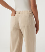 Low Rise Straight Leg Casual Linen-Feel Trousers with Pockets — Dune Mirage — view 5