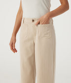 Low Rise Straight Leg Casual Linen-Feel Trousers with Pockets — Dune Mirage — view 4