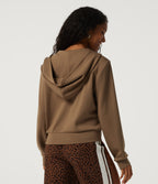 Hooded Long Sleeve Work Jacket with Pockets — ochre brown — view 2