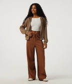 Hooded Long Sleeve Work Jacket with Pockets — ochre brown — view 8
