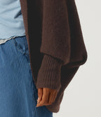 Lapel Batwing Long Sleeve Open Front Casual Cardigan — Shaved Chocolate — view 6
